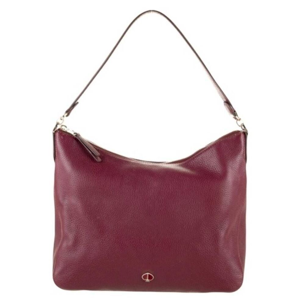Kate Spade Polly Medium Leather Shoulder Hobo Bag Cherrywood Burgundy Wine